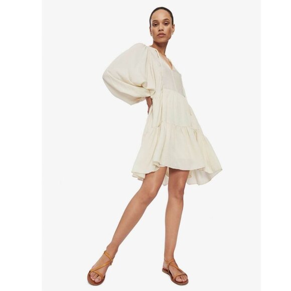 ANINE BING Madison Silk Mini Boho Dress White Black Stripe Size XS - Picture 2 of 15